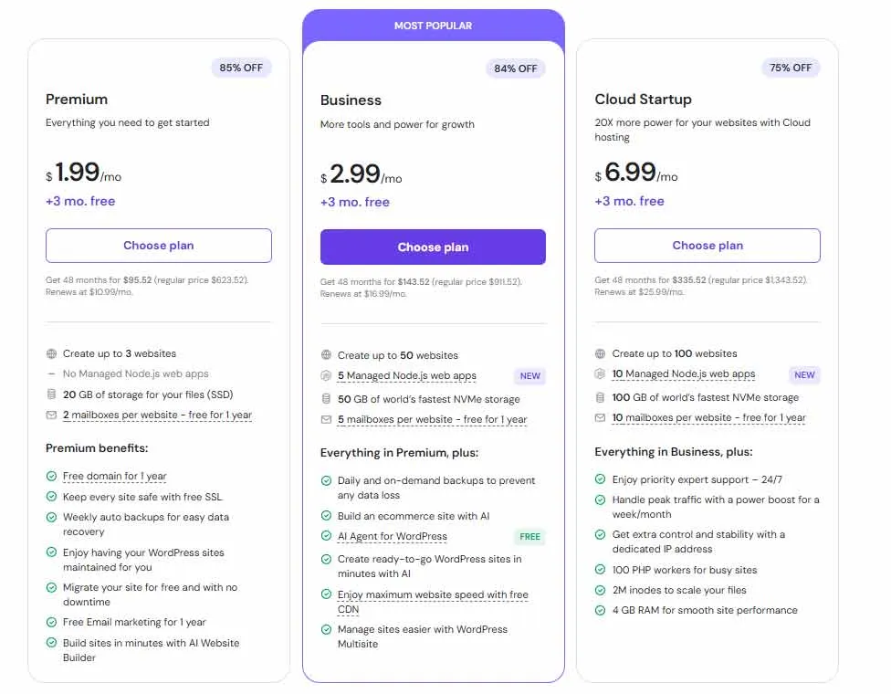 选择Business套餐