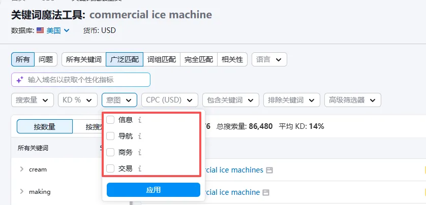 关键字优化-关键字搜索类型
